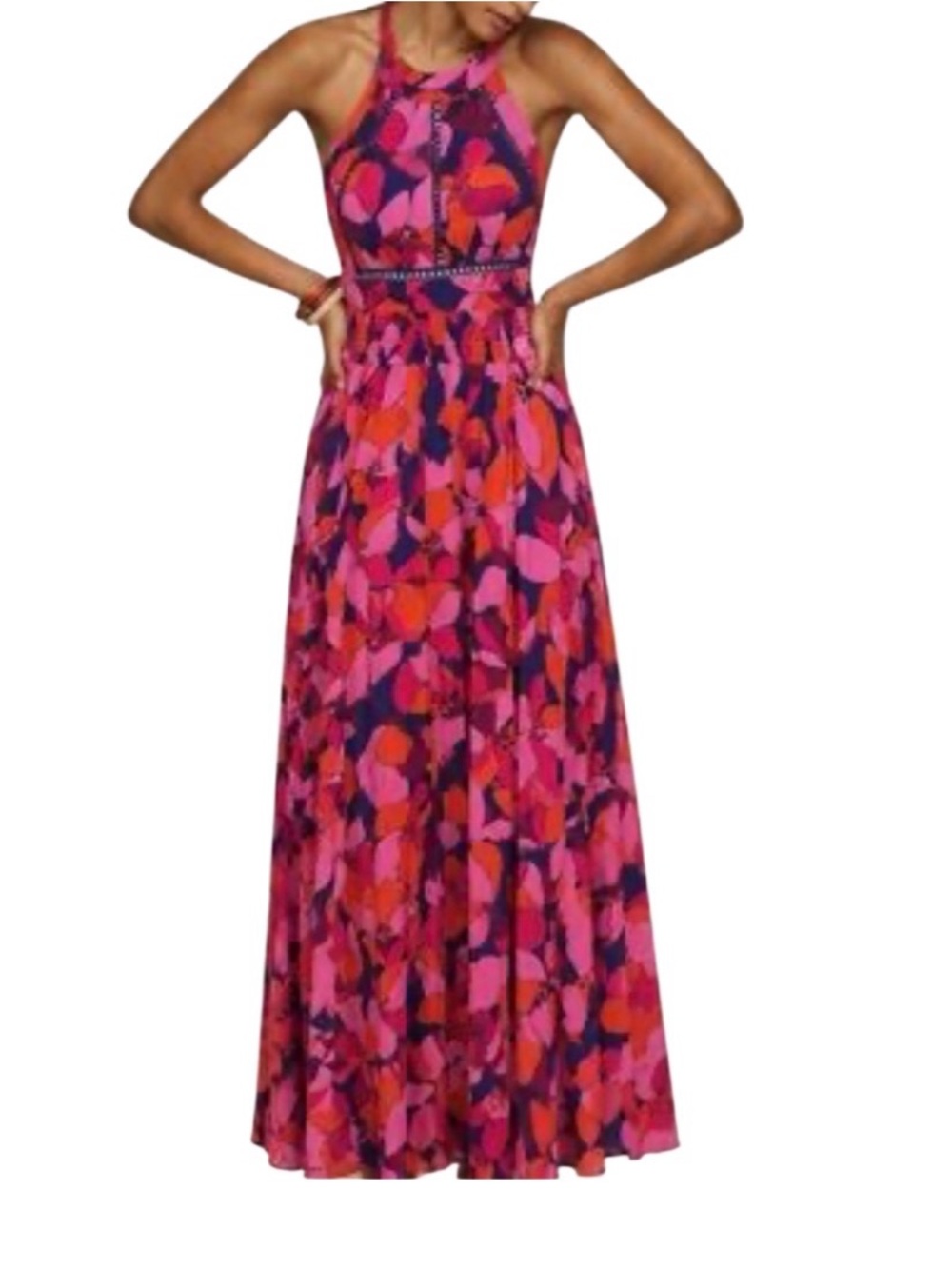 Abel the Label Anthropologie Charlotte Floral Maxi Dress Size XS Blue Pink NEW